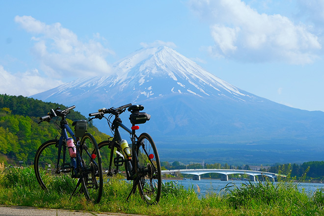 河口湖周辺をサイクリング