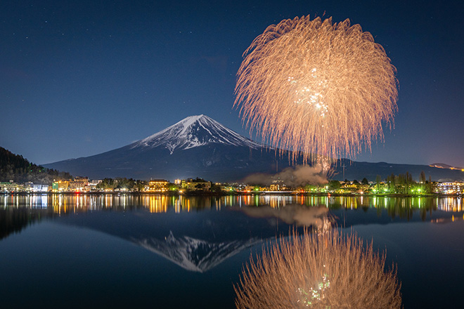 富士五湖、五夜連続花火大会